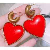 Balenciaga Heart Stone Earrings Red