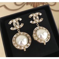 Chanel CC Pearl Earrings A53137 Gold 2018