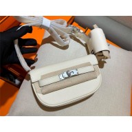 hermes handmade kelly moove bag in swift leather craie(original quality)