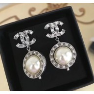 Chanel CC Pearl Earrings A53137 Silver 2018