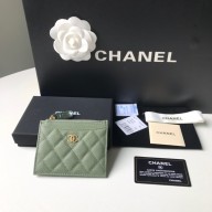 Chanel A84105 Classic Card Holder w/ Coin Purse ARMY GREEN