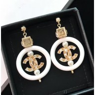 Chanel CC Resin Loop Earrings A53140 White 2018