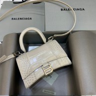 BALENCIAGA Hourglass XS Handbag in creamy crocodile embossed calfskin 2022