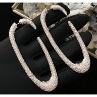 Saint Laurent Silver-Tone Crystal Hoop Earrings