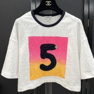 CHANEL White, Black, Pink & Yellow Tee-Shirt 2024 spring