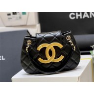 Chanel Lambskin & Gold-Tone Metal Small Messenger Bag AS4609 black 2024(original quality)