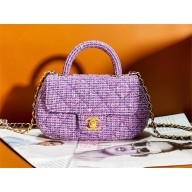 chanel Tweed, Sequins & Gold-Tone Metal Purple & Silver Small Bag with Top Handle AS4573 2024