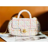 chanel Tweed & Gold-Tone Metal Multicolor Small Bag with Top Handle AS4573 2024
