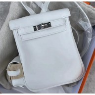 hermes handmade Kelly Jump Backpack in swift leather WHITE(original quality)