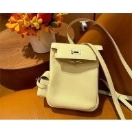 hermes handmade Kelly Jump Backpack in swift leather JAUNE MILTION(original quality)