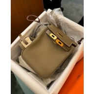hermes handmade Kelly Jump Backpack in swift leather ETOUPE(original quality)