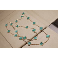 Van Cleef & Arpels Onyx Vintage Alhambra Necklace green/pink gold
