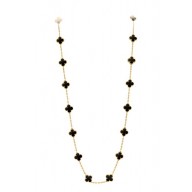 Van Cleef & Arpels Onyx Vintage Alhambra Necklace black/gold
