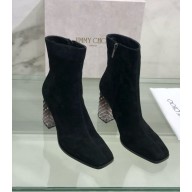 Jimmy choo thick heel suede leather in black heel 8.5cm 2024  