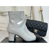 chanel heel 5cm patent calfskin leather boots G45057 gray 2023