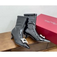 Roger Vivier ters viv women's Patent leather pointed boots-black heel 5.5cm 01 2024