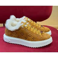louis vuitton Women’s Time Out Sneakers with shearling yellow 2024 