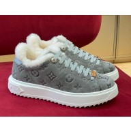 louis vuitton Women’s Time Out Sneakers with shearling grey 2024 