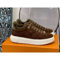 louis vuitton Women’s Time Out Sneakers with shearling coffee 2024 