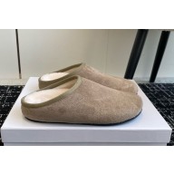 The row women's flat slippers suede leather beige 2024