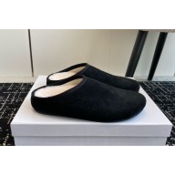 The row women's flat slippers suede leather black 2024