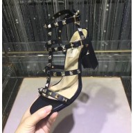 Valentino cage Rockstud calfskin Sandal Black 9.5cm
