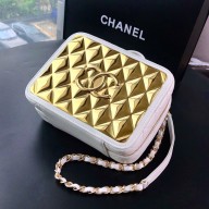 chanel white Lambskin & Gold Metal vanity case AS2900 2021