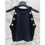 BALMAIN Knit crop top BLACK 2023