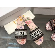 dior Powder Pink Multicolor Embroidered Cotton with Dior Petites Fleurs Motif dway Slide 2023