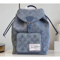Louis Vuitton Montsouris Backpack Bag in Monogram Washed Denim coated canvas M22534 2023