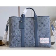Louis Vuitton Weekend Tote NM Bag in Monogram Washed Denim coated canvas M22537 2023