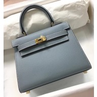 Hermes Kelly Mini 20 Original Epsom Handbag Blue Lin