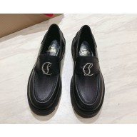 Christian Louboutin  CL Moc Lug Loafers - Calf leather - Black - Women 2024