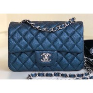 Chanel Pearl Caviar Calfskin Small Classic Flap Bag A1116 Blue