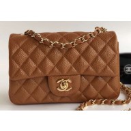 Chanel Pearl Caviar Calfskin Small Classic Flap Bag A1116 Caramel/Gold