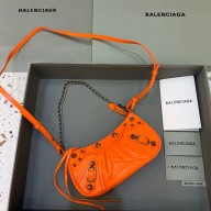 Balenciaga Le Cagole Mini Purse With Chain in Arena lambskin orange 2022