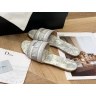dior Gray Toile de Jouy Embroidered Cotton dway Slide 2023