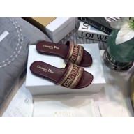 dior Burgundy Embroidered Cotton dway Slide 2023