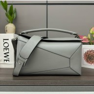 Loewe Large Puzzle Bag in shiny calfskin gray