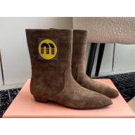 MIU MIU ANKLE BOOTS IN BROWN SUEDE LEATHER 2024
