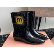 MIU MIU ANKLE BOOTS IN BLACK PATENT LEATHER 2024
