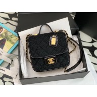 Chanel Tweed Small Flap Bag with Top Handle black AS3652 2022 
