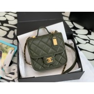 Chanel Grained Calfskin Small Flap Bag with Top Handle AS3652 army green 2022