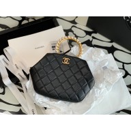 CHANEL BLACK Lambskin, Imitation Pearls & Gold-Tone Metal CLUTCH 2021