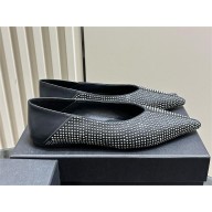 Saint Laurent NOUR slippers in satin crepe and rhinestones black 2024