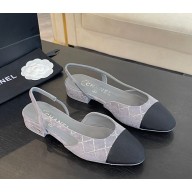 chanel Slingbacks Suede Goatskin & Grosgrain grey G31319 2025