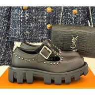Louis Vuitton women/men LV Checker Mary Jane 1ADGKV Black Vintage-effect plain calf leather 2024