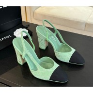 chanel Slingbacks Suede Goatskin & Grosgrain green G45509 heel 9cm 2025