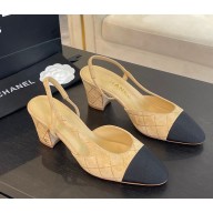 chanel Slingbacks Suede Goatskin & Grosgrain Beige G45509 heel 6.5cm 2025
