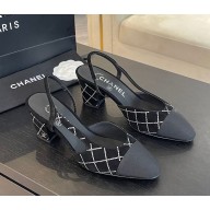 chanel Slingbacks Suede Goatskin & Grosgrain Black G45509 heel 6.5cm 2025